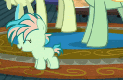 Size: 339x221 | Tagged: safe, screencap, beachcomber (g4), coral currents, high tide (g4), sandbar, earth pony, pony, g4, the hearth's warming club, animated, baby, baby pony, coralbetes, cropped, cute, eyes closed, female, filly, foal, gif, happy, jumping, solo focus