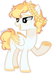 Size: 1698x2382 | Tagged: safe, artist:kurosawakuro, oc, oc only, pegasus, pony, base used, laurel wreath, male, simple background, solo, stallion, transparent background, two toned wings, wings