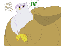 Size: 1024x768 | Tagged: safe, artist:jamesawilliams1996, artist:princebluemoon3, color edit, edit, gilda, griffon, g4, belly, big belly, bingo wings, butt, chubby cheeks, colored, fat, female, gildough, huge belly, huge butt, impossibly large belly, impossibly large butt, large butt, morbidly obese, obese, simple background, solo, transparent background, weight gain