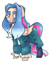 Size: 967x1200 | Tagged: safe, artist:mannybcadavera, oc, oc only, oc:sigvard, pegasus, pony, 2021 community collab, derpibooru community collaboration, baroque, boots, clothes, eyebrows, long mane, pegasus oc, shoes, sideburns, simple background, solo, suit, transparent background, wings