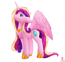 Size: 2402x2287 | Tagged: safe, artist:monsoonvisionz, princess cadance, alicorn, pony, g4, chest fluff, concave belly, ear fluff, female, high res, leg fluff, long mane, long tail, mare, simple background, slender, solo, tail, thin, white background, wing fluff, wings