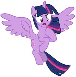 Size: 7000x7100 | Tagged: safe, artist:tardifice, twilight sparkle, alicorn, pony, g4, the ending of the end, absurd resolution, angry, flying, simple background, solo, spread wings, transparent background, twilight sparkle (alicorn), vector, wings