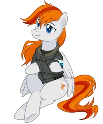 Size: 800x961 | Tagged: safe, artist:xuanmaru, oc, oc only, oc:felix gulfstream, pegasus, pony, ace combat, bomber jacket, clothes, commission, crossed arms, crossed hooves, crossed legs, jacket, male, simple background, solo, white background