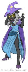 Size: 650x1650 | Tagged: safe, artist:alittleriddle, trixie, anthro, g4, clothes, cosplay, costume, dress, glowing eyes, monster high, solo, yellow eyes