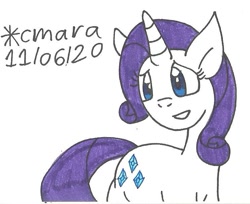 Size: 744x607 | Tagged: safe, artist:cmara, rarity, pony, unicorn, g4, female, grin, mare, simple background, smiling, solo, traditional art, white background