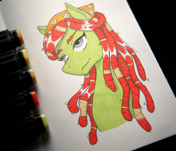 Size: 2840x2428 | Tagged: safe, artist:alicetriestodraw, tree hugger, earth pony, pony, g4, background pony, high res, marker drawing, solo, traditional art