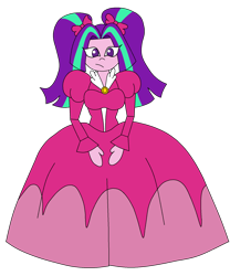 Size: 1521x1831 | Tagged: safe, artist:rarity525, aria blaze, equestria girls, g4, bow, clothes, dress, gown, pigtails, simple background, solo, transparent background, twintails, victorian dress