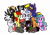 Size: 3508x2480 | Tagged: safe, artist:minty joy, oc, oc only, oc:minty joy, oc:snow pearl, oc:twist cable, oc:umming bird, earth pony, kirin, original species, pegasus, pony, unicorn, 2021 community collab, derpibooru community collaboration, group, high res, simple background, transparent background, we ponies