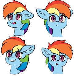 Size: 4000x4000 | Tagged: safe, rainbow dash, pegasus, pony, g4, bust, colored, cute, ear fluff, female, flat colors, looking at you, mare, simple background, sketch, solo, white background