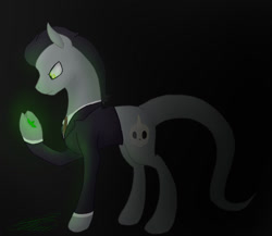 Size: 1150x1000 | Tagged: safe, artist:crystalcontemplator, earth pony, pony, black background, clothes, hoof hold, leonine tail, necktie, ponified, simple background, star vs the forces of evil, suit
