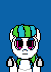 Size: 300x420 | Tagged: safe, artist:nukepony360, oc, oc only, oc:oasis (osai), earth pony, pony, animated, ask, ask the prototypes, female, gif, mare, pixel art, simple background, solo