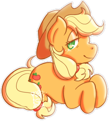 Size: 1020x1130 | Tagged: safe, artist:puppyhonk, applejack, earth pony, pony, g4, cute, female, jackabetes, lidded eyes, lying down, mare, prone, simple background, solo, transparent background
