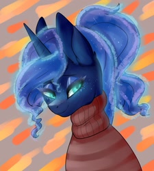 Size: 1412x1566 | Tagged: safe, artist:h0rsefeathers, princess luna, pony, g4, clothes, solo, sweater