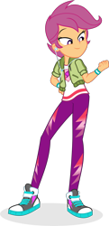 Size: 2033x4195 | Tagged: safe, artist:punzil504, scootaloo, equestria girls, g4, alternate hairstyle, clothes, clothes swap, converse, cutie mark on clothes, earbuds, female, jacket, leggings, like sister like sister, older, older scootaloo, shirt, shoes, simple background, sneakers, solo, sweatband, t-shirt, tomboy, transparent background