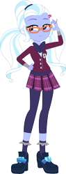 Size: 2573x6765 | Tagged: safe, artist:marcorulezzz, sugarcoat, equestria girls, g4, my little pony equestria girls: friendship games, absurd resolution, bowtie, clothes, crystal prep academy uniform, female, hairclip, plaid skirt, pleated skirt, school uniform, simple background, skirt, solo, sunglasses, transparent background, vector