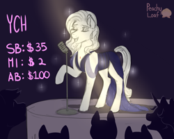 Size: 2500x2000 | Tagged: safe, artist:peachyloaf, advertisement, commission, high res, singer, sparkles, ych example, your character here