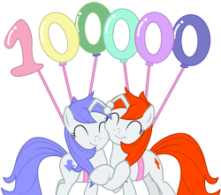 Size: 2264x2000 | Tagged: safe, artist:magnusmagnum, oc, oc only, oc:discentia, oc:karma, pony, unicorn, 100000, ^^, downvote, eyes closed, high res, meta, reddit, simple background, tail, transparent background, upvote