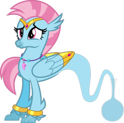 Size: 4050x4000 | Tagged: safe, artist:melisareb, derpibooru exclusive, oc, oc only, oc:wishgriff, classical hippogriff, genie, hippogriff, g4, absurd resolution, bottle, bracelet, female, jewelry, mare, necklace, not silverstream, simple background, solo, transparent background, vector
