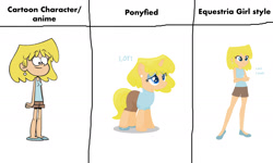 Size: 2135x1280 | Tagged: safe, artist:mario101, artist:xxtuff-pegasisterxx, human, pony, unicorn, equestria girls, g4, equestria girls-ified, example, lori loud, ponified, style challenge, style emulation, template, the loud house
