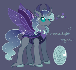 Size: 1160x1064 | Tagged: safe, artist:hopenotfound, oc, oc only, oc:moonlight crystal, changepony, hybrid, pony, interspecies offspring, male, offspring, parent:princess luna, parent:thorax, parents:thuna, solo