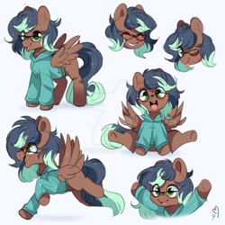 Size: 800x800 | Tagged: safe, artist:ipun, oc, oc only, pegasus, pony, chibi, clothes, glasses, hoodie, male, solo, stallion