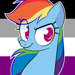 Size: 1280x1280 | Tagged: safe, artist:syrupyyy, rainbow dash, pegasus, pony, g4, asexual, asexual pride flag, female, headcanon, lgbt headcanon, mare, pride, pride flag, sexuality headcanon, solo