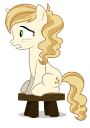 Size: 752x1063 | Tagged: safe, artist:chebut, sweet biscuit, pony, unicorn, g4, spice up your life, female, mare, nervous, simple background, sitting, solo, stool, transparent background, vector