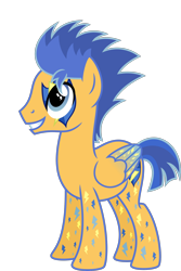 Size: 3134x4678 | Tagged: safe, artist:osipush, edit, editor:php178, flash sentry, pegasus, pony, g4, alternative cutie mark placement, colored wings, commission, cutie mark magic, facial cutie mark, folded wings, gradient wings, looking up, male, simple background, smiling, stallion, transparent background, vector, wings