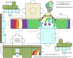 Size: 2979x2354 | Tagged: safe, artist:grapefruitface1, rainbow dash, eqg summertime shorts, equestria girls, g4, leaping off the page, craft, cubeecraft, hat, high res, papercraft, printable, solo