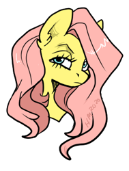 Size: 281x372 | Tagged: safe, artist:twiggy doodle, fluttershy, pegasus, pony, g4, bitchface, bust, female, looking at you, mare, portrait, simple background, solo, three quarter view, white background