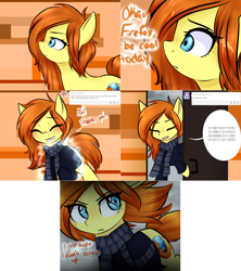 Size: 2562x2884 | Tagged: safe, artist:sugarberry, oc, oc:firefox, pony, ask-firefox, binary, browser ponies, clothes, high res, scarf, shirt