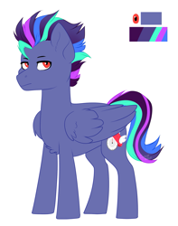 Size: 1133x1440 | Tagged: safe, artist:silentwolf-oficial, oc, oc only, oc:thundercloud, pegasus, pony, chest fluff, pegasus oc, reference sheet, simple background, solo, white background, wings