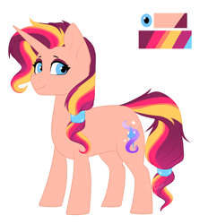 Size: 1296x1398 | Tagged: safe, artist:silentwolf-oficial, oc, oc only, oc:sunlight, pony, unicorn, horn, reference sheet, simple background, solo, unicorn oc, white background