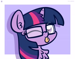 Size: 3250x2560 | Tagged: dead source, safe, artist:php142, twilight sparkle, alicorn, pony, g4, :p, chest fluff, ear fluff, eyes closed, female, glasses, high res, mare, one eye closed, solo, tongue out, twilight sparkle (alicorn), wink