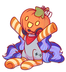 Size: 1833x2001 | Tagged: safe, artist:wavecipher, oc, oc only, oc:cinnabyte, pony, adorkable, bandana, cinnabetes, clothes, commission, cute, dork, gaming headset, headphones, headset, pumpkin, simple background, smiling, socks, solo, striped socks, transparent background, ych result