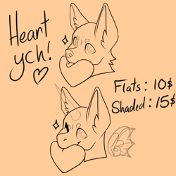 Size: 2000x2000 | Tagged: safe, artist:defiantfox, pony, commission, furry, heart, high res, kissy face, ych sketch, your character here