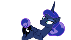 Size: 1920x1080 | Tagged: safe, artist:gmaplay, princess luna, alicorn, pony, between dark and dawn, g4, butt, eyeshadow, female, luna is not amused, makeup, mare, moonbutt, plot, raised eyebrow, simple background, solo, transparent background, unamused