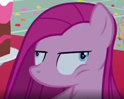 Size: 441x355 | Tagged: safe, screencap, pinkie pie, earth pony, pony, g4, party of one, contemplating insanity, cropped, derp, faic, faicamena, female, mare, mouth on side of face, pinkamena diane pie, solo