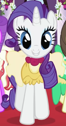 Size: 864x1635 | Tagged: safe, screencap, fine line, maxie, rarity, pony, unicorn, g4, sweet and elite, charm, clothes, cropped, dress, female, frilly dress, mare, solo focus