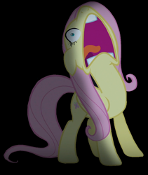 Size: 838x995 | Tagged: safe, derpibooru exclusive, edit, edited screencap, editor:twilyisbestpone, screencap, fluttershy, pegasus, pony, g4, scare master, background removed, black background, faic, female, flutterscream, mare, open mouth, scared, simple background, solo, volumetric mouth, wide eyes