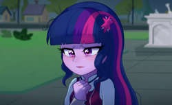 Size: 2658x1631 | Tagged: safe, artist:maren, sci-twi, twilight sparkle, equestria girls, g4, my little pony equestria girls: friendship games, bronybait, crying, cute, female, loose hair, open mouth, original hair, sad, sadorable, scene interpretation, sci-twiabetes, screencap background, solo, twiabetes