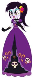 Size: 1920x4536 | Tagged: safe, artist:lhenao, equestria girls, g4, barely eqg related, catalina la catrina, clothes, costume, crossover, simple background, skeleton costume, solo, transparent background