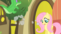 Size: 1920x1080 | Tagged: safe, screencap, fluttershy, gummy, earth pony, pegasus, pony, g4, party of one, female, mare