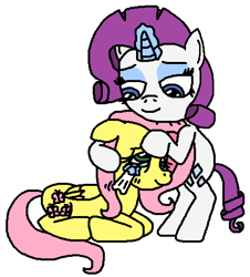 Size: 472x523 | Tagged: safe, artist:logan jones, fluttershy, rarity, g4, comforting, crying, cute, female, hug, lesbian, magic, ship:flarity, shipping, simple background, teary eyes, tissue, white background