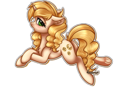 Size: 2480x1748 | Tagged: safe, artist:kruszynka25, sweet biscuit, pony, unicorn, g4, chest fluff, digital art, ear fluff, female, hoof fluff, lidded eyes, looking at you, lying, mare, simple background, solo, sticker, transparent background, underhoof