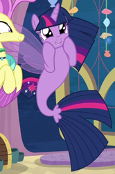 Size: 724x1091 | Tagged: safe, screencap, ocean flow, twilight sparkle, alicorn, seapony (g4), g4, season 8, surf and/or turf, cropped, cute, dorsal fin, female, fin, fin wings, fins, fish tail, flowing mane, flowing tail, hoof on cheek, horn, open mouth, open smile, seaponified, seapony twilight, seaquestria, smiling, solo focus, species swap, tail, twiabetes, twilight sparkle (alicorn), underwater, water, wide eyes, wings