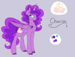 Size: 1158x879 | Tagged: safe, artist:cyrinthia, oc, oc only, oc:charise de luna, alicorn, pony, female, magical lesbian spawn, mare, offspring, parent:pinkie pie, parent:princess luna, parents:lunapie, solo