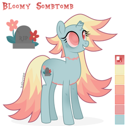 Size: 1024x1024 | Tagged: safe, artist:kabuvee, oc, oc only, oc:bloomy sombtomb, pony, undead, zombie, zombie pony, broken horn, female, horn, reference sheet, simple background, solo, transparent background
