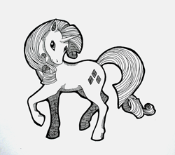 Size: 2444x2156 | Tagged: safe, artist:paintinggael, rarity, pony, unicorn, g4, black and white, female, grayscale, high res, mare, monochrome, pose, simple background, solo, white background