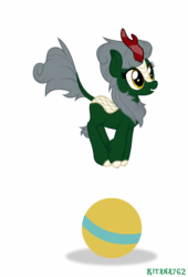 Size: 750x1100 | Tagged: safe, artist:kitana762, oc, oc only, oc:aetheria shadowleaf, kirin, pony, animated, ball, bouncing, cute, gif, happy, ocbetes, simple background, solo, vector, white background